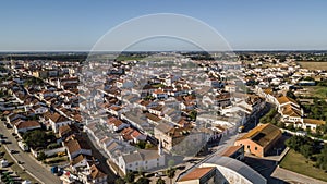 Aerial view of Salvaterra de Magos, in Santarem, Ribatejo, Portugal. Drone Photo