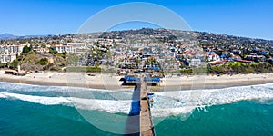 Aerial view of San Clemente California with pier and beach sea vacation panorama in the United States