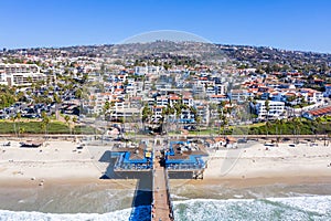 Aerial view of San Clemente California with pier and beach sea vacation in the United States