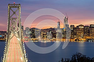 Aerial View of San Francisco-Oakland Bay Bridge and San Francisco Skyline, California, USA