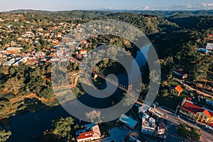 Aerial view of San Ignacio alongside the Macal River