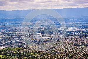 Aerial view of San Jose, the heart of Silicon Valley; south San Francisco bay area, California