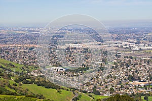 Aerial view of San Jose from Santa Teresa county park on a clear day, California