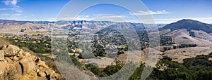 Aerial view of San Luis Obispo from the hiking trail to Bishop Peak, California