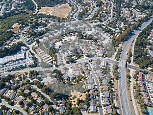 Aerial view of a san mateo suburb houses development photo