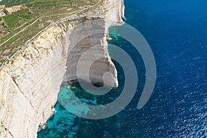 Aerial view of Sanap cliffs. Gozo island, Malta