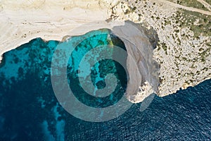 Aerial view of Sanap cliffs. Gozo island, Malta