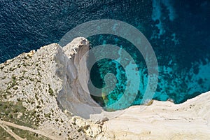 Aerial view of Sanap cliffs. Gozo island, Malta
