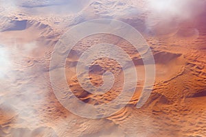 Aerial view on sand dunes of a desert