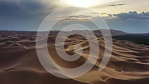 Aerial view of sand dunes in Gobi Desert Mongolia