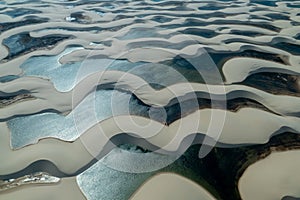 Aerial view of sand dunes in Lencois Maranhenses National Park, Brazil photo