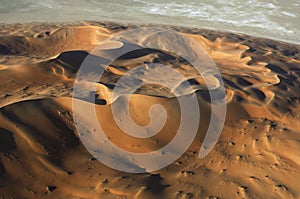 Aerial view of sand dunes at Rub Al Khali