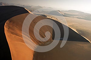 Aerial view of sand dunes at Rub Al Khali