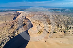 Aerial view of sand dunes, view from above