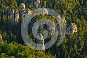 Aerial view of a sandstone rock city near Hruba Skala in Bohemian Paradise