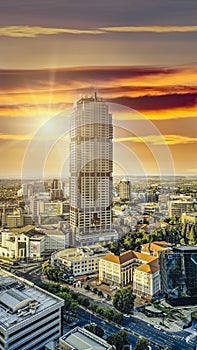 aerial view of Sandton the upscale luxury part of Johannesburg city