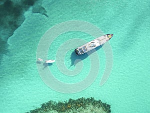 Aerial view of sandy toes island, Bahamas Beaches