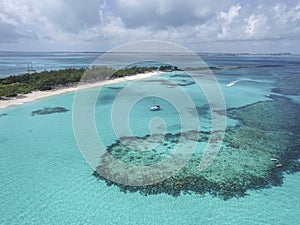 Aerial view of sandy toes island, Bahamas Beaches