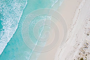 Aerial view of sandy tropical beach in summer at Western Australia, Australia