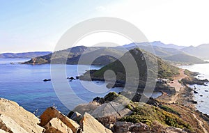Aerial view of Sanguinaires bloodthirsty Islands in Corsica, France photo