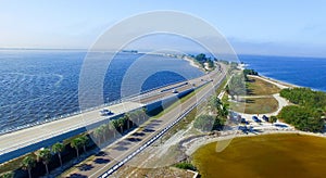 Aerial view of Sanibel Causeway, Florida