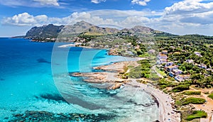 Aerial view with Sant Pere beach