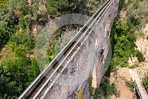 Aerial view of the Sant Pere de Riudebitlles aqueduct