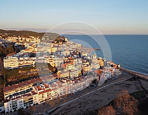 Aerial view of Sant Pol de Mar village in el Maresme coast, Catalonia photo