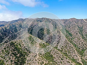 Aerial view Santa Catalina Island mountain peaks