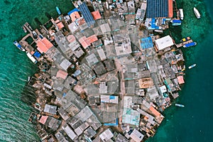 Aerial view of Santa Cruz del islote the most populated island in the world photo