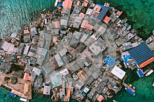 Aerial view of Santa Cruz del islote the most populated island in the world photo