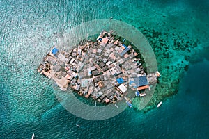 Aerial view of Santa Cruz del islote the most populated island in the world photo