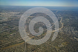 Aerial view of Santa Fe Springs, Norwalkm Bellflower, Downey, vi