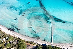 Aerial view with Santa Giulia beach, Corsica