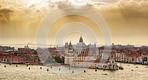 Aerial view on Santa Maria della Salute, Venice, Italy