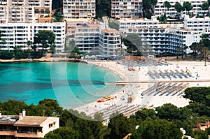 Aerial view of Santa Ponsa beach and hotels, Mallorca photo