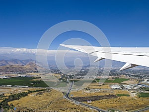 Aerial view of Santiago de Chile with the mountains of the Andes photo