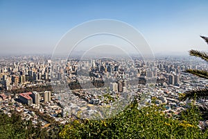 Aerial view of Santiago de Chile from San Cristobal Hill - Santiago, Chile