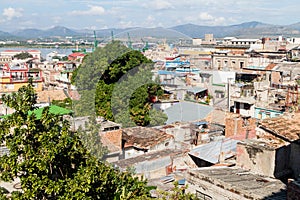 Aerial view of Santiago de Cuba, Cu