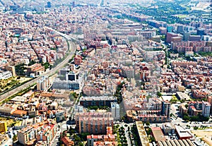 Aerial view of Sants-Montjuic residential district. Barcelona