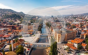Aerial view of Sarajevo downtown