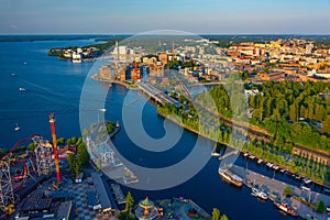 Aerial view of Sarkanniemi amusement park in Tampere, Finland photo