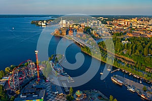 Aerial view of Sarkanniemi amusement park in Tampere, Finland photo