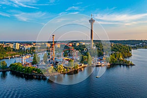 Aerial view of Sarkanniemi amusement park in Tampere, Finland photo