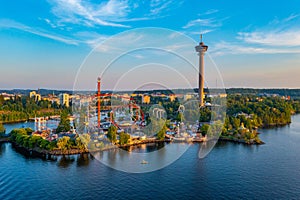 Aerial view of Sarkanniemi amusement park in Tampere, Finland photo