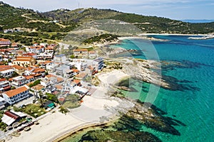 Aerial view of Sarti on the Sithonia peninsula, in the Chalkidiki , Greece