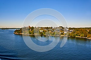 aerial view on scandinavian skerry coast