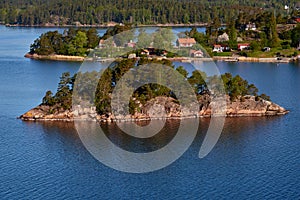 aerial view on scandinavian skerry coast