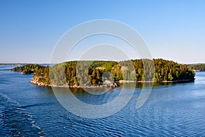 aerial view on scandinavian skerry coast