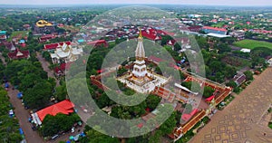 .Aerial view scenery the Sacred chedi where people worship in Nakorn Panom Thailand..